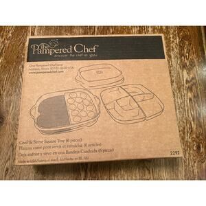 NEW Pampered Chef Cool & Serve Square Tray 6 Piece Divided Dish Serving Platter